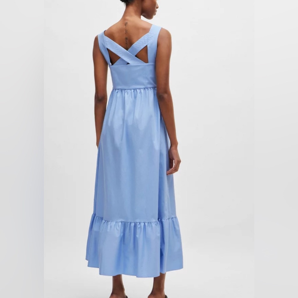 Hugo Boss BOSS Volant-hem dress in twill - Picture 2 of 8